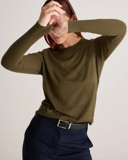 Lightweight Cotton Cashmere Crew Sweater - XS / Mountain Spring Blue