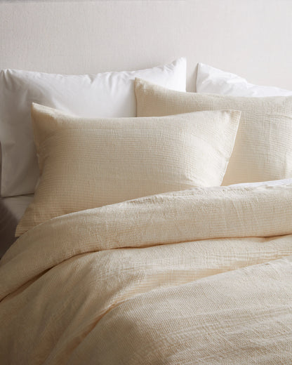 Organic Cotton Waffle Stripe Sham Set - Standard / Sand