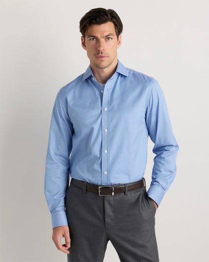 Organic Cotton Stretch Twill Dress Shirt - S / Grey Stripe