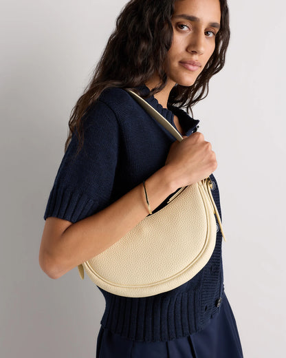 Italian Leather Mini Crescent Shoulder Bag - One Size / Espresso Brown