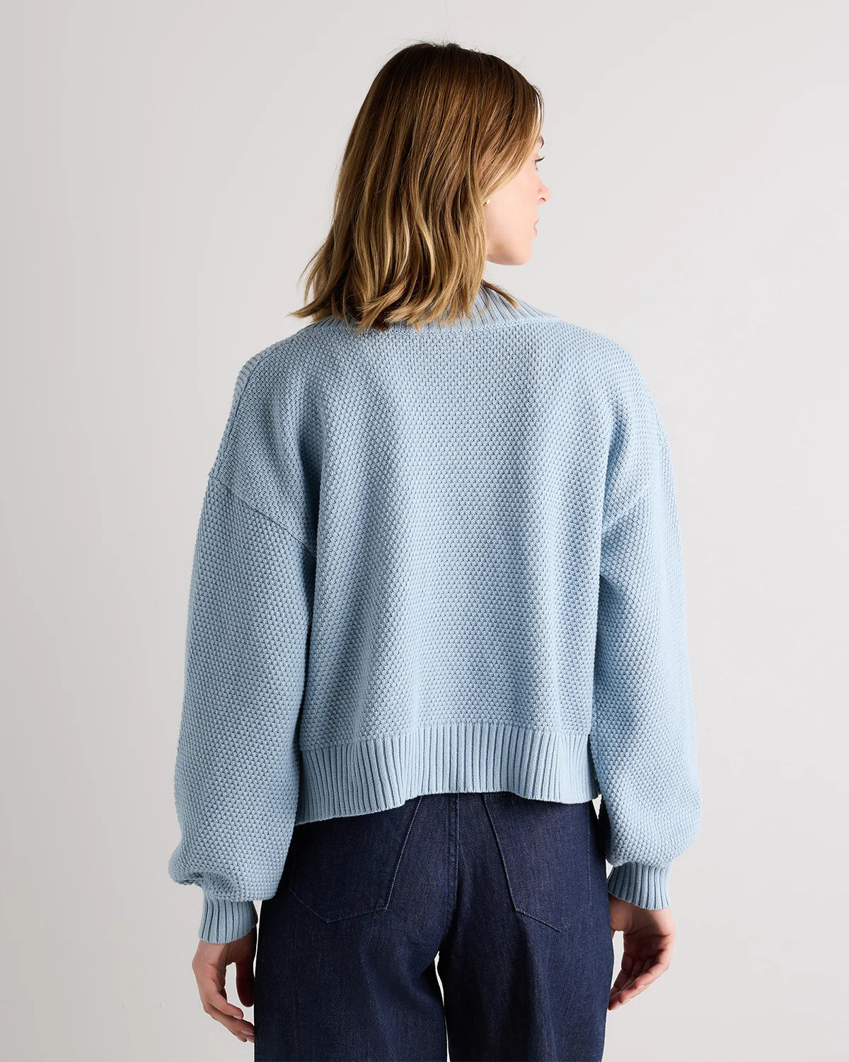 100% Organic Cotton Waffle Stitch Open Cardigan - XS / Sky Blue