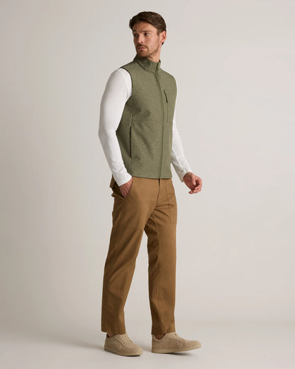 Softshell Fleece-Lined Full-Zip Vest - S / Heather Deep Navy