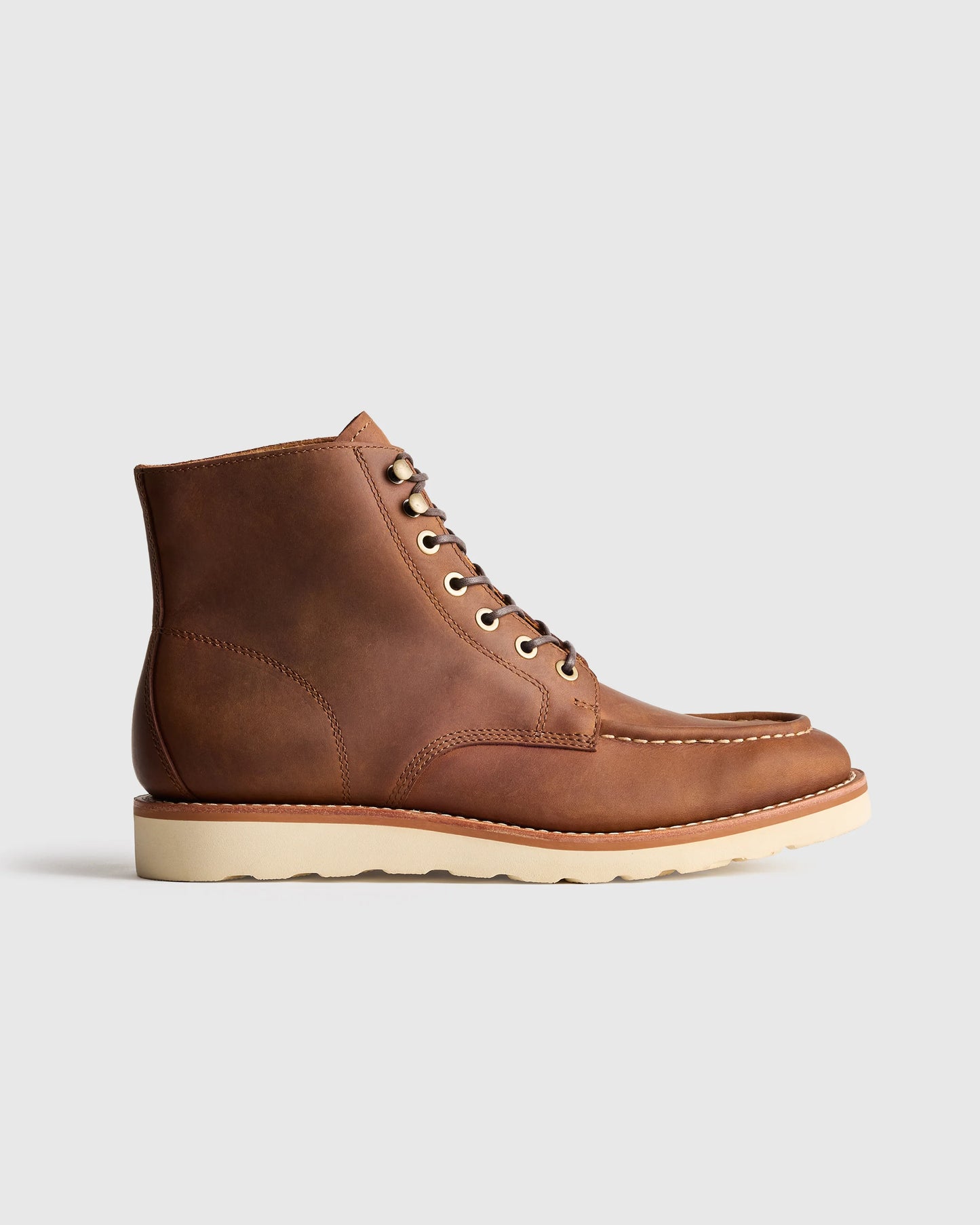 Crafted Leather Moc Toe Boot - 7 / Dark Chocolate