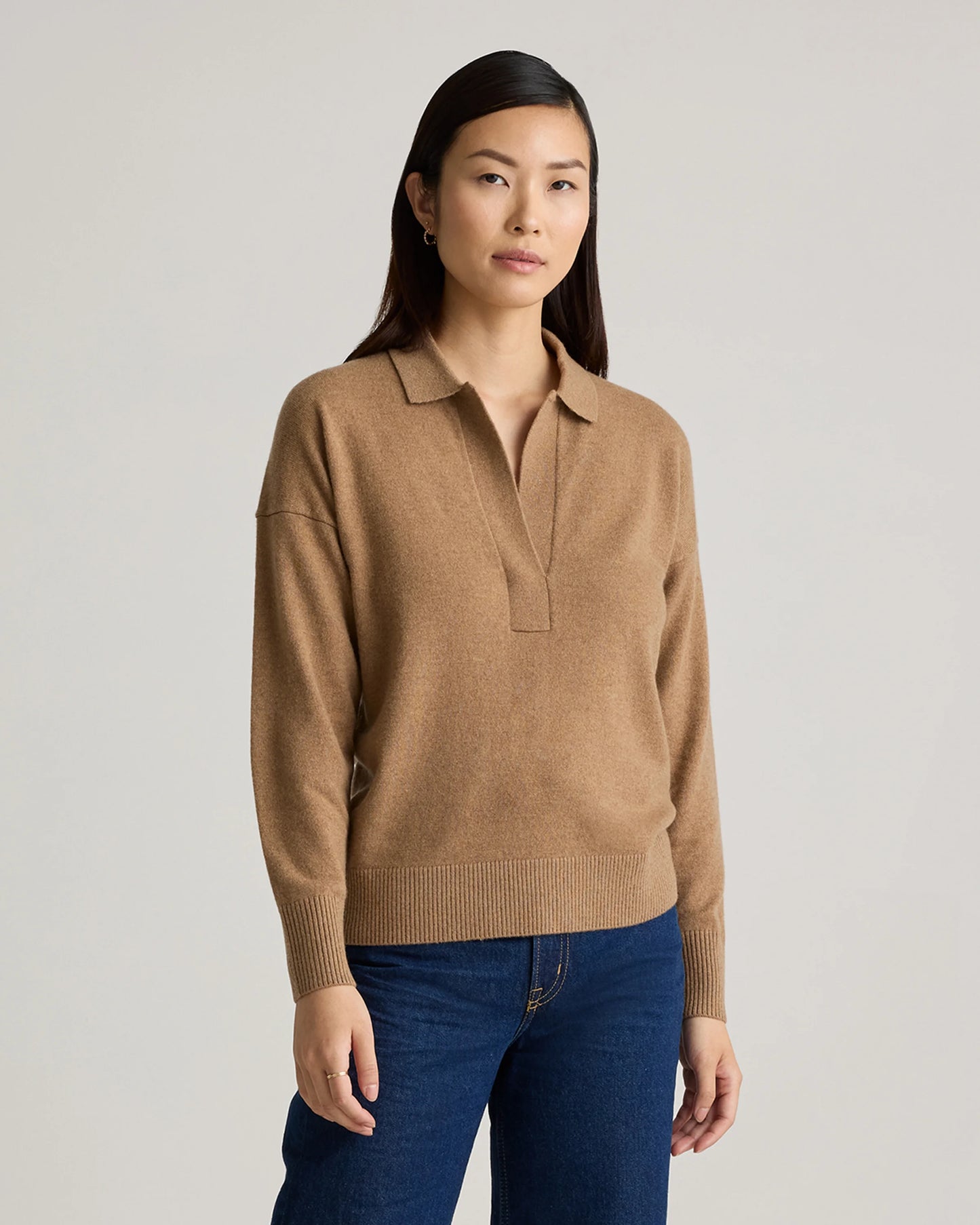 Mongolian Cashmere Polo Sweater - XS / Pale Custard Yellow