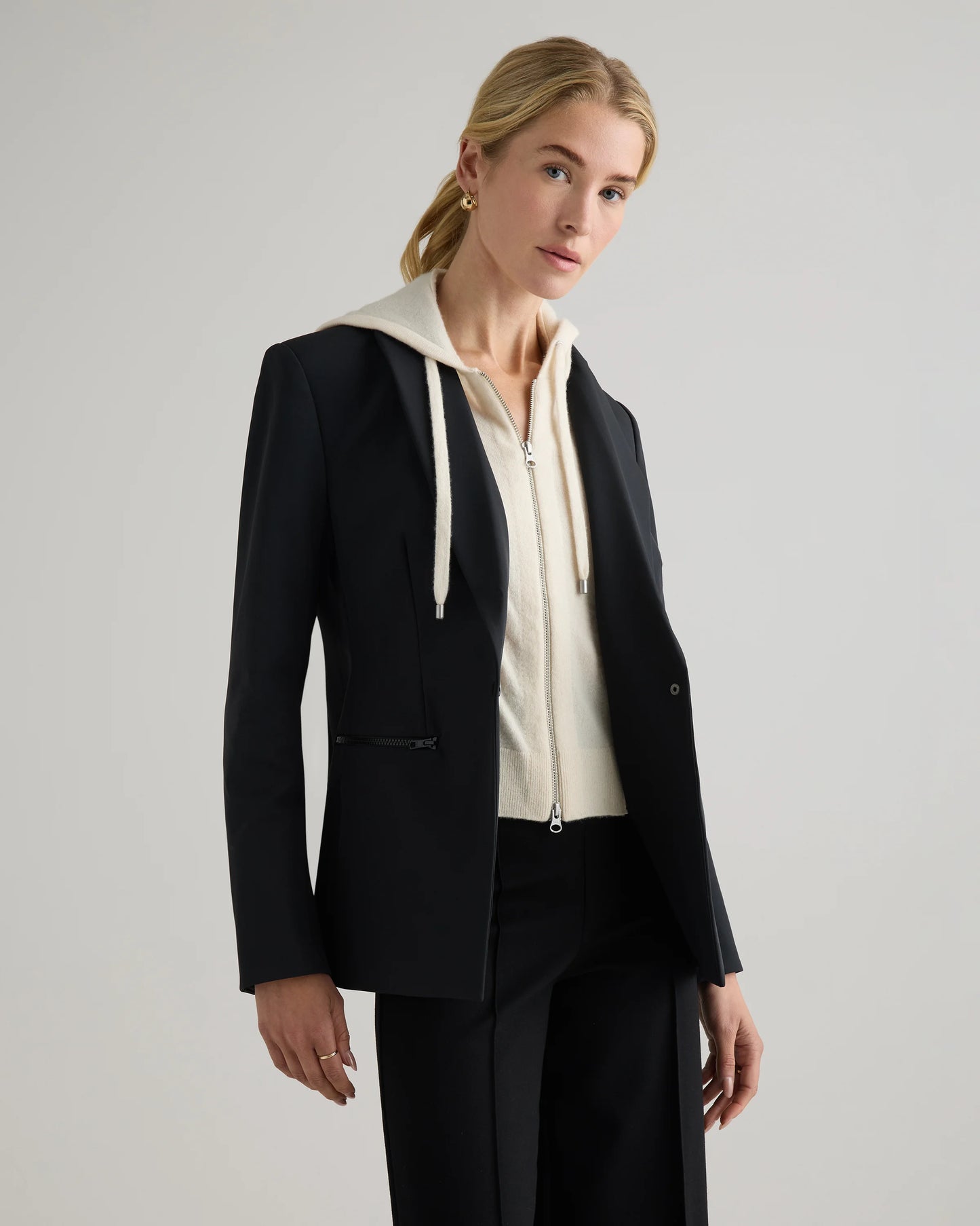 Scuba Single-Breasted Convertible Blazer - XS / True Black