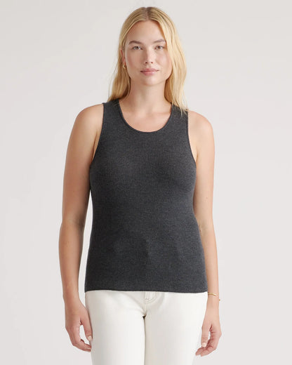 Featherweight Cashmere Ribbed Tank - XS / Charcoal