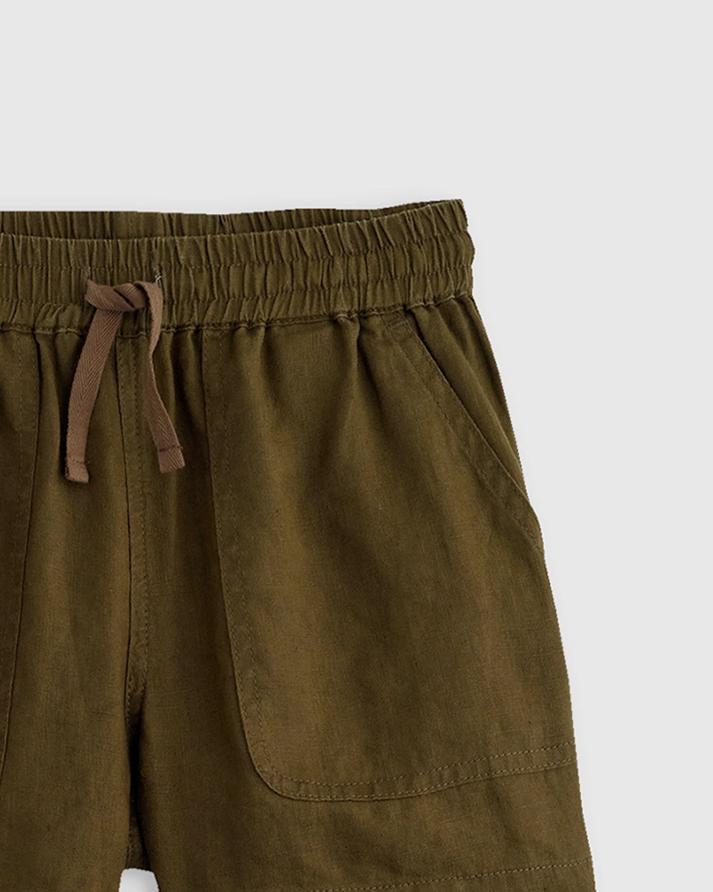 100% European Linen Drawstring Shorts - 2T / Vintage Pink Chambray