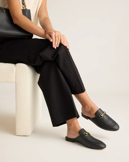 Italian Leather Horsebit Loafer Mule - 5 / Garnet