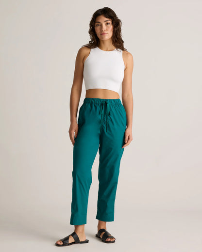 100% Organic Cotton Poplin Pull-On Pants - XS / Garden Green