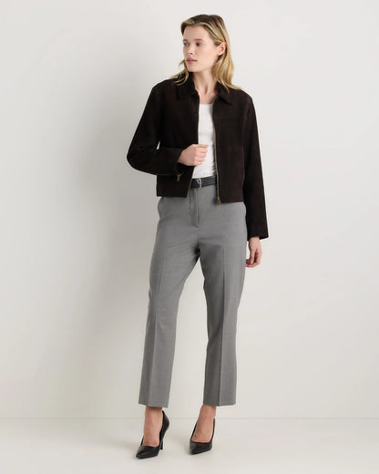 Italian Wool Slim Leg Ankle Pants - 0 / Grey Melange