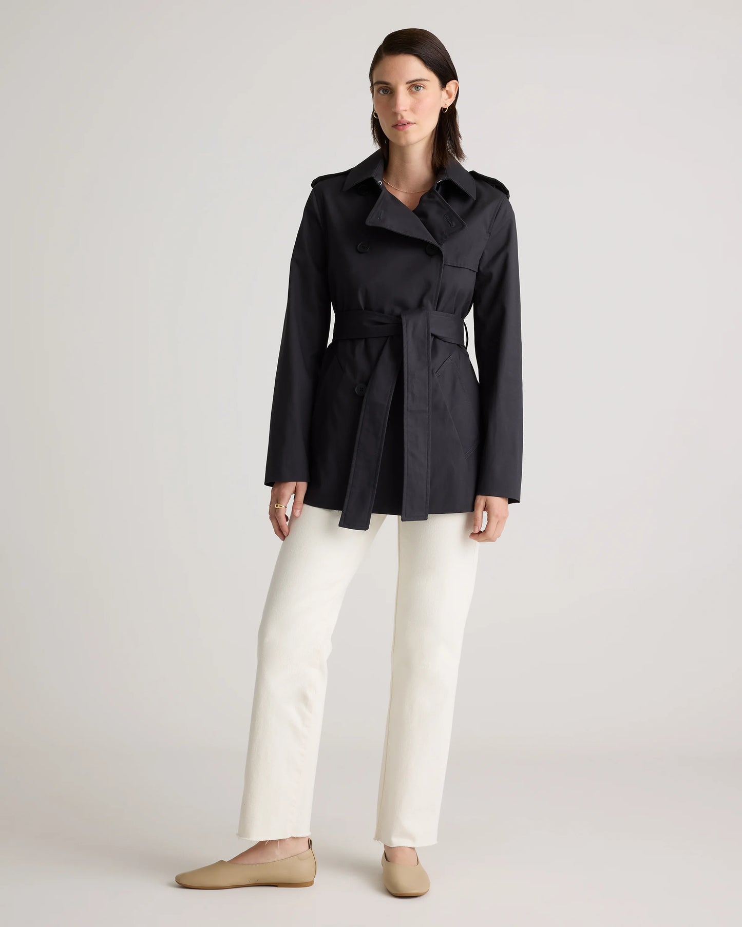 Comfort Stretch Short Trench Coat - XS / Coffee Bean Brown