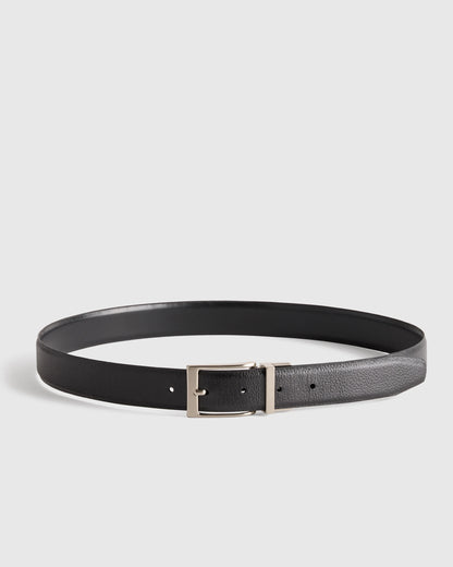 Owen Calfskin Leather Reversible Dress Belt - 30 / Black/Black