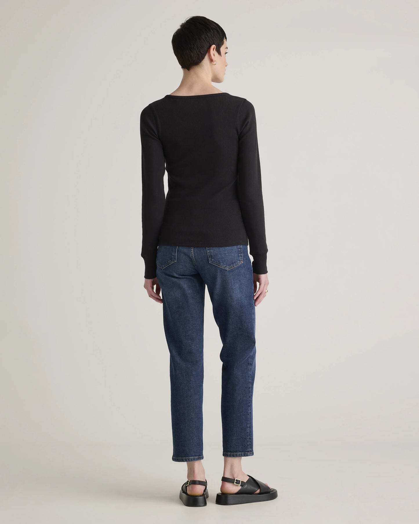 Organic Cotton Micro-Rib Henley Long Sleeve Tee - XS / Heather Oatmeal