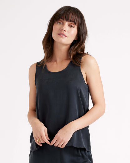 100% Washable Silk Pajama Tank - XS / Indigo