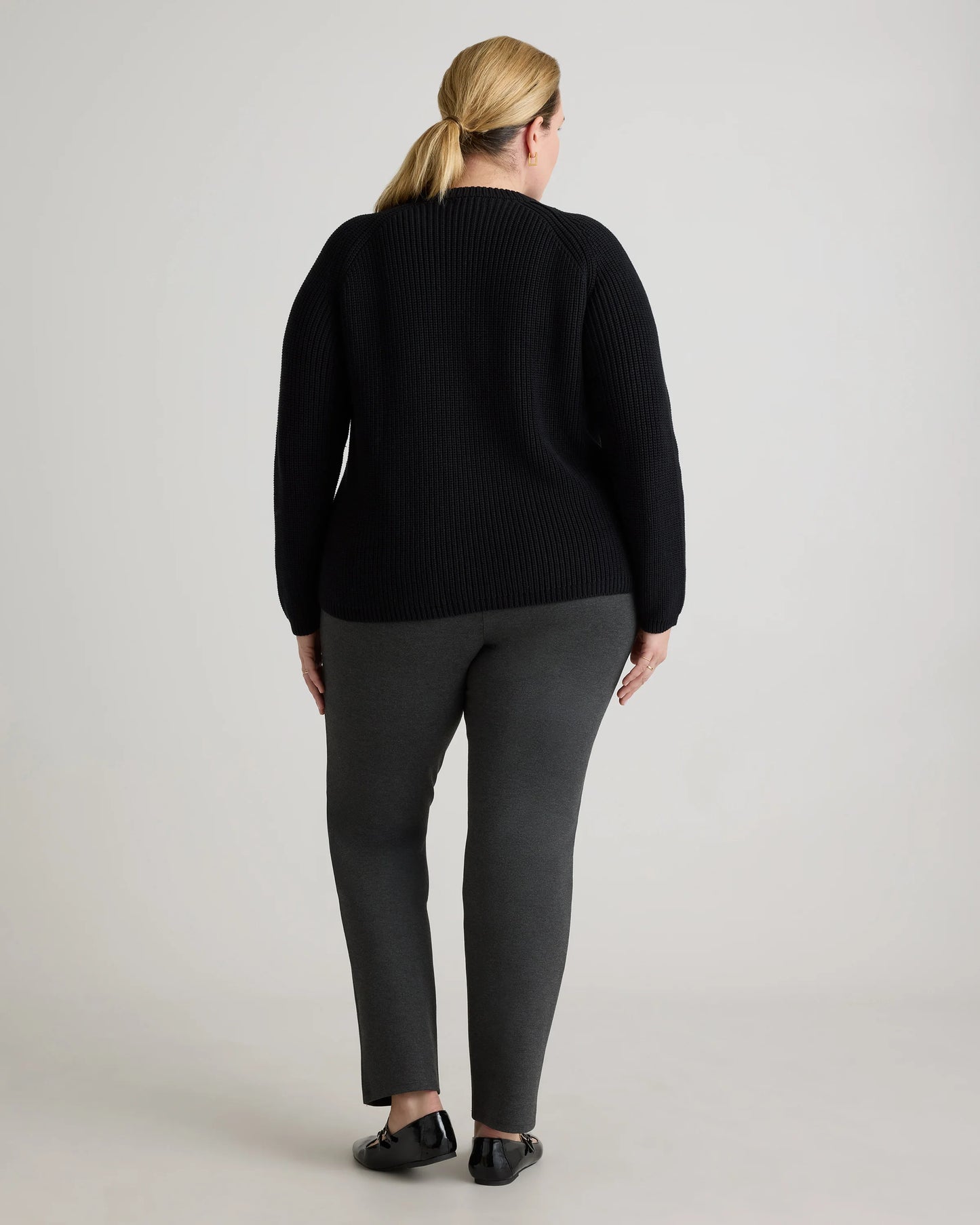 100% Organic Cotton Fisherman Crew Sweater - 1X / Blue Sapphire