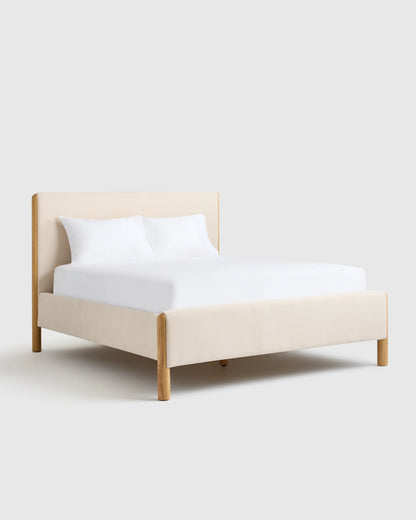 Solid Wood and Performance Fabric Bed - Queen / Natural