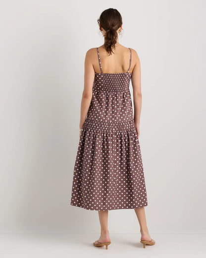 100% Organic Cotton Poplin Spaghetti Strap Maxi Dress - XS / Light Blue Stripe