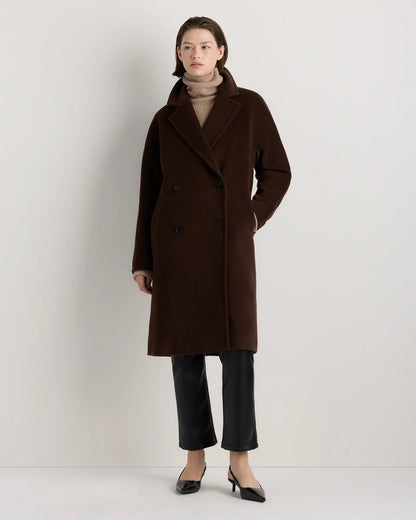 Wool Cashmere Double-Breasted Slouch Coat - XS / Winetasting