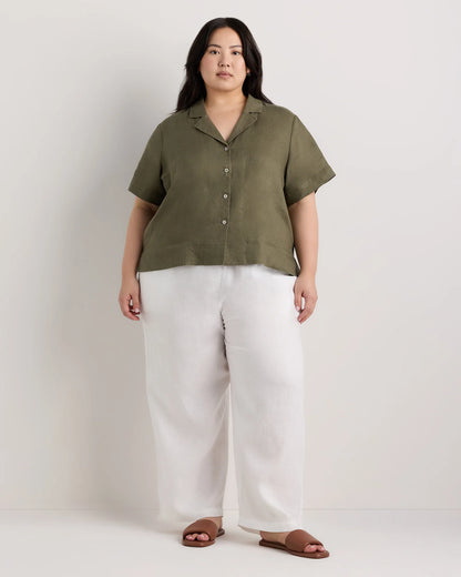 100% European Linen Short Sleeve Shirt - 1X / Flax