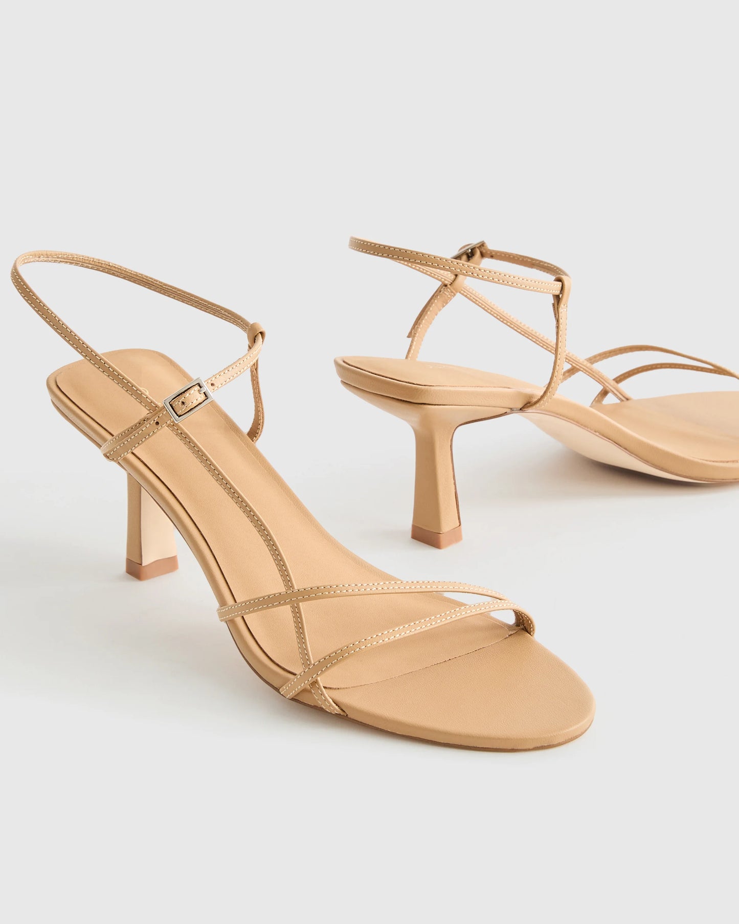 Italian Leather 70mm Strappy Heel - 5 / Metallic Gold