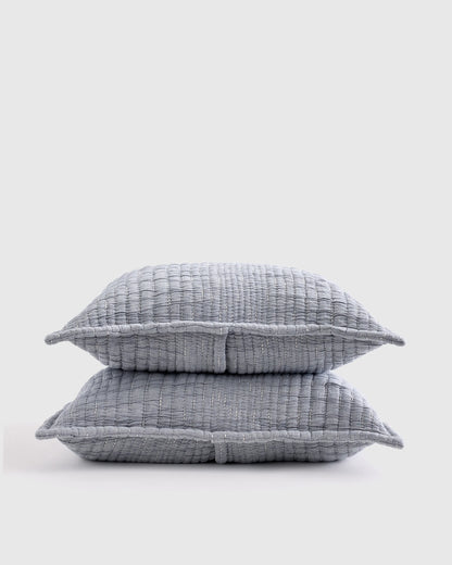 Organic Cotton Channel Stitch Sham Set - Standard / Coral Pink
