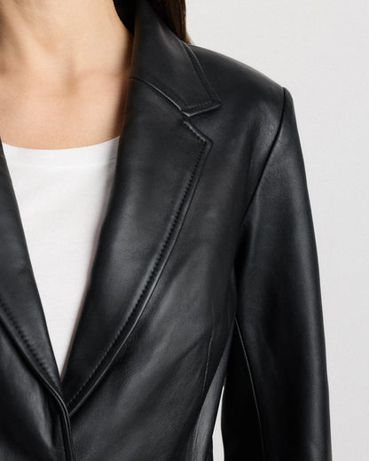 100% Leather Blazer - XS / Rich Brown