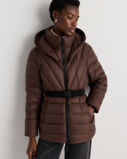 Responsible Down Belted Puffer Coat - XS / Hot Fudge