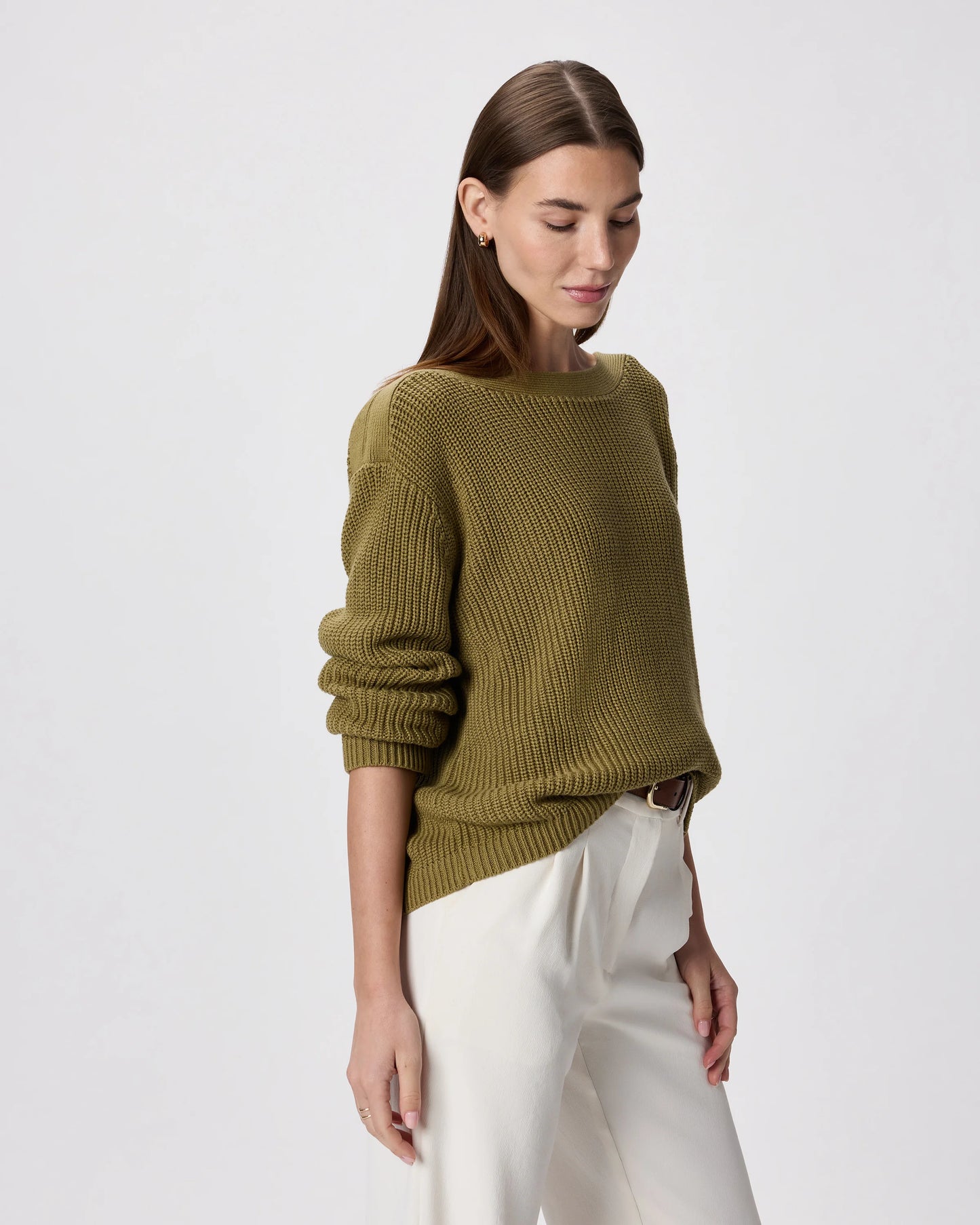 100% Organic Cotton Fisherman Boatneck Sweater - XS / Navy