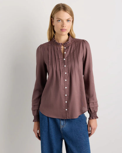 Organic Textured Cotton Peasant Blouse - XS / Pale Custard Yellow