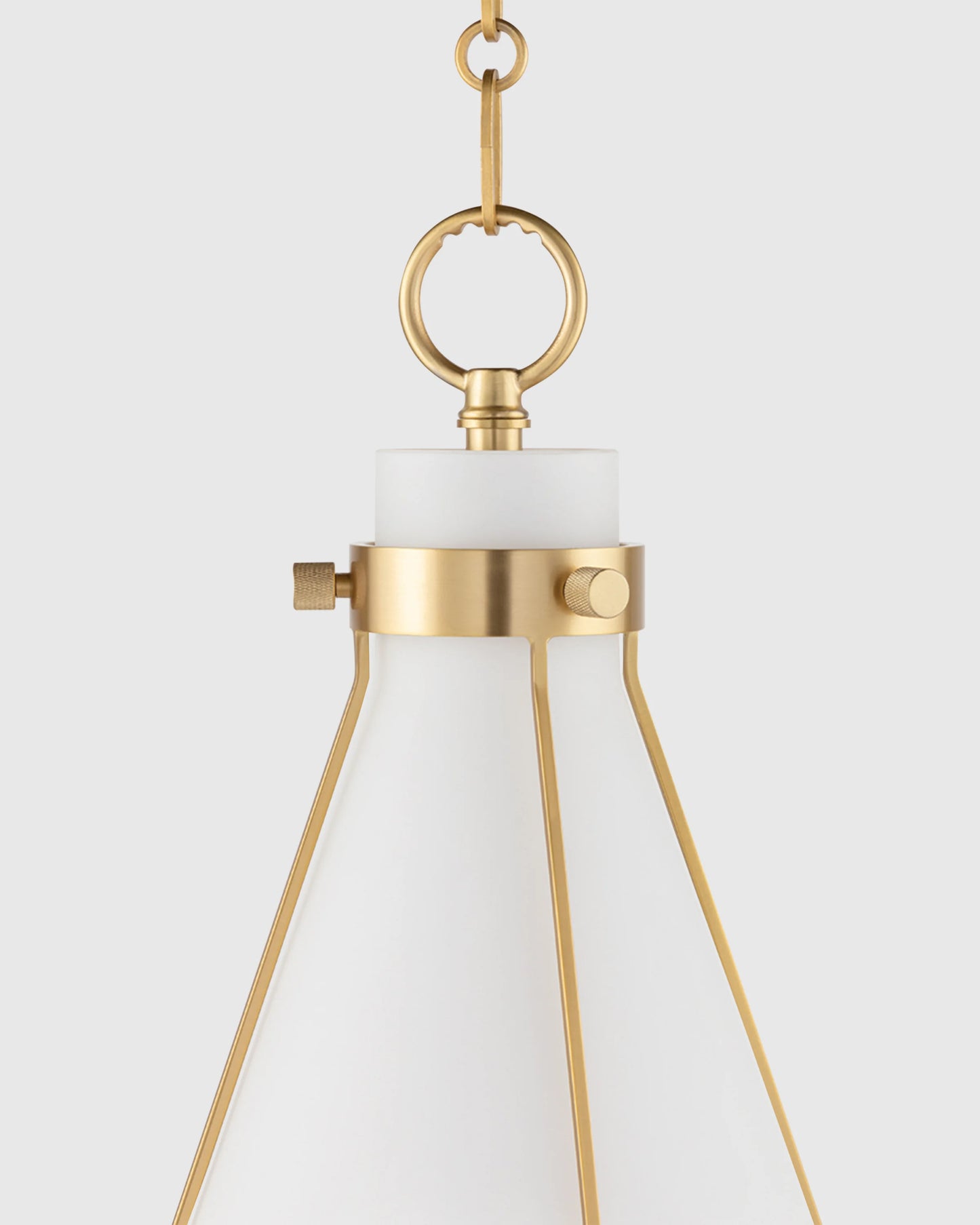 Iron and Opal Glass Conical Pendant Light - One Size / Brass