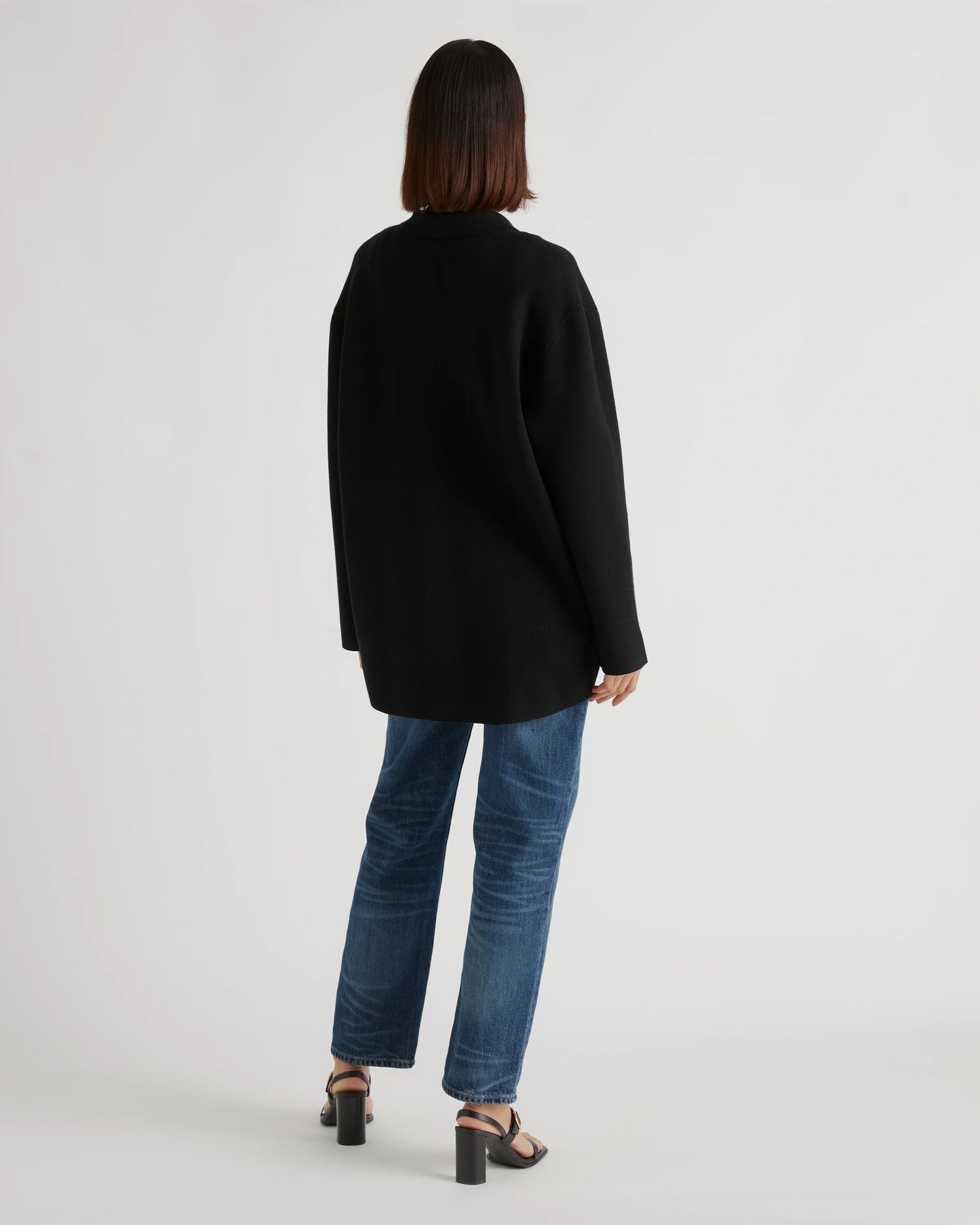 Eco-Knit Milano Stitch Oversized Shirt Jacket - XS / Heather Grey