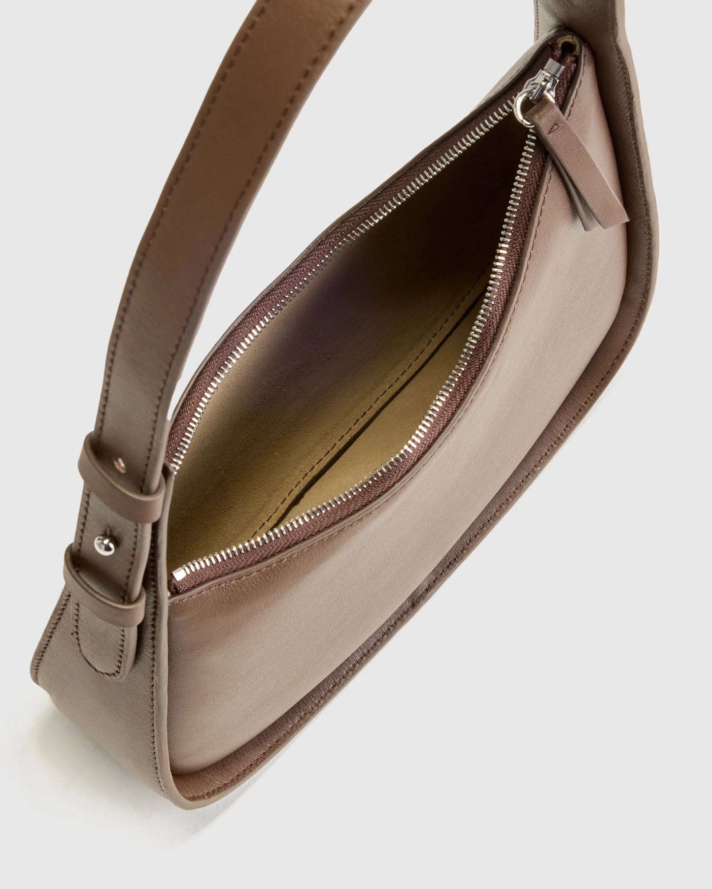 Italian Leather Asymmetrical Mini Shoulder Bag - One Size / Shell Pink