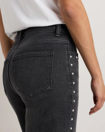 Bella Stretch Studded Relaxed Straight Jeans - 24 / Atlantic Blue