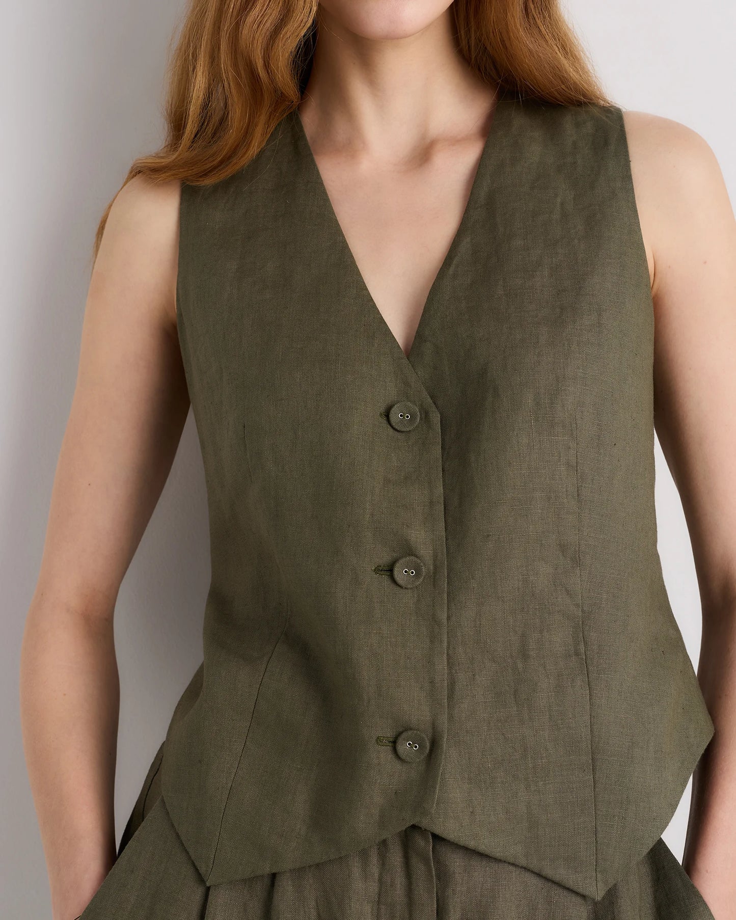 100% European Linen Vest - XS / Blue Pinstripe