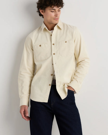 Organic Stretch Corduroy Utility Shirt - S / Dark Khaki