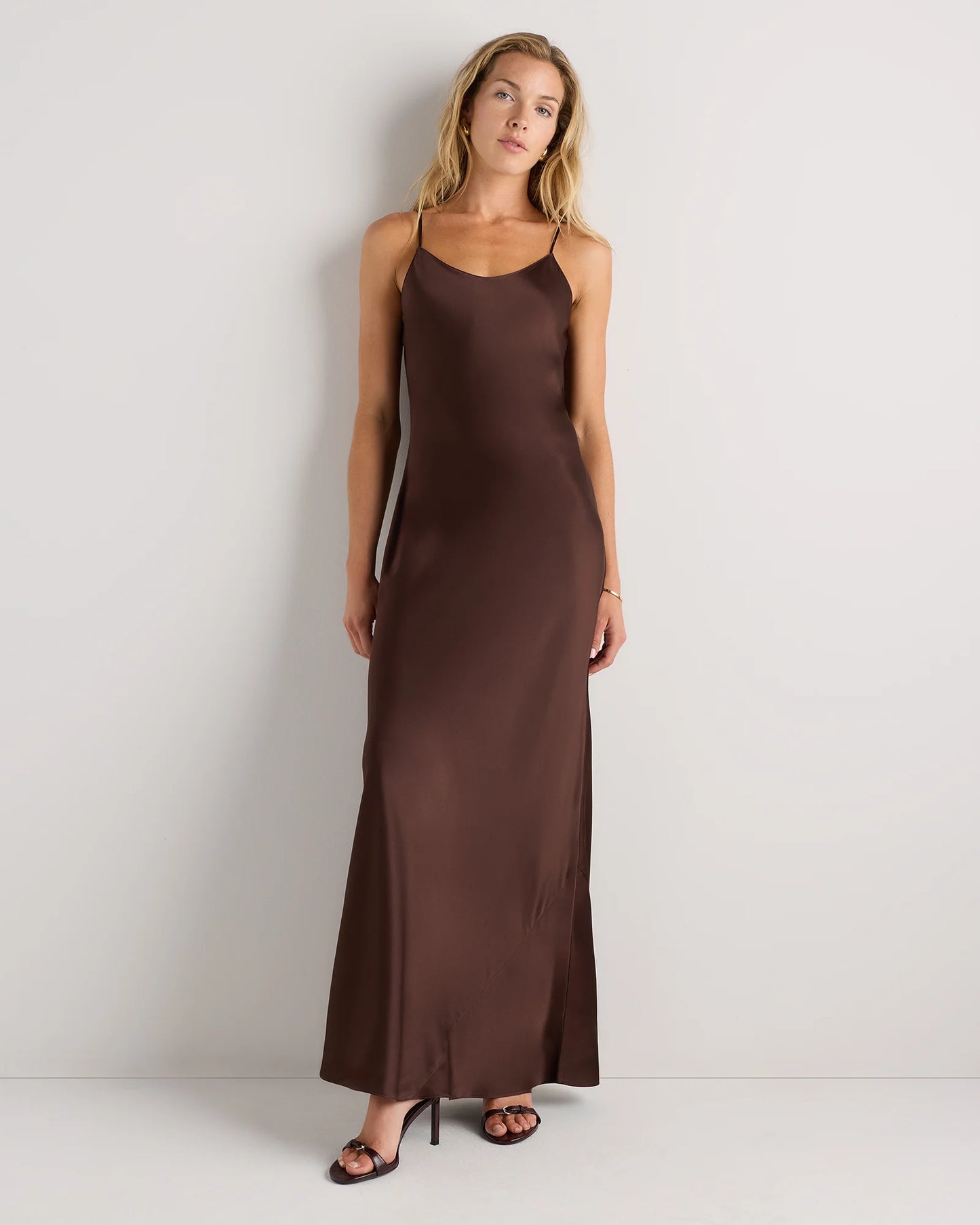 100% Washable Silk Maxi Slip Dress - XS / Cordovan Red Hibiscus
