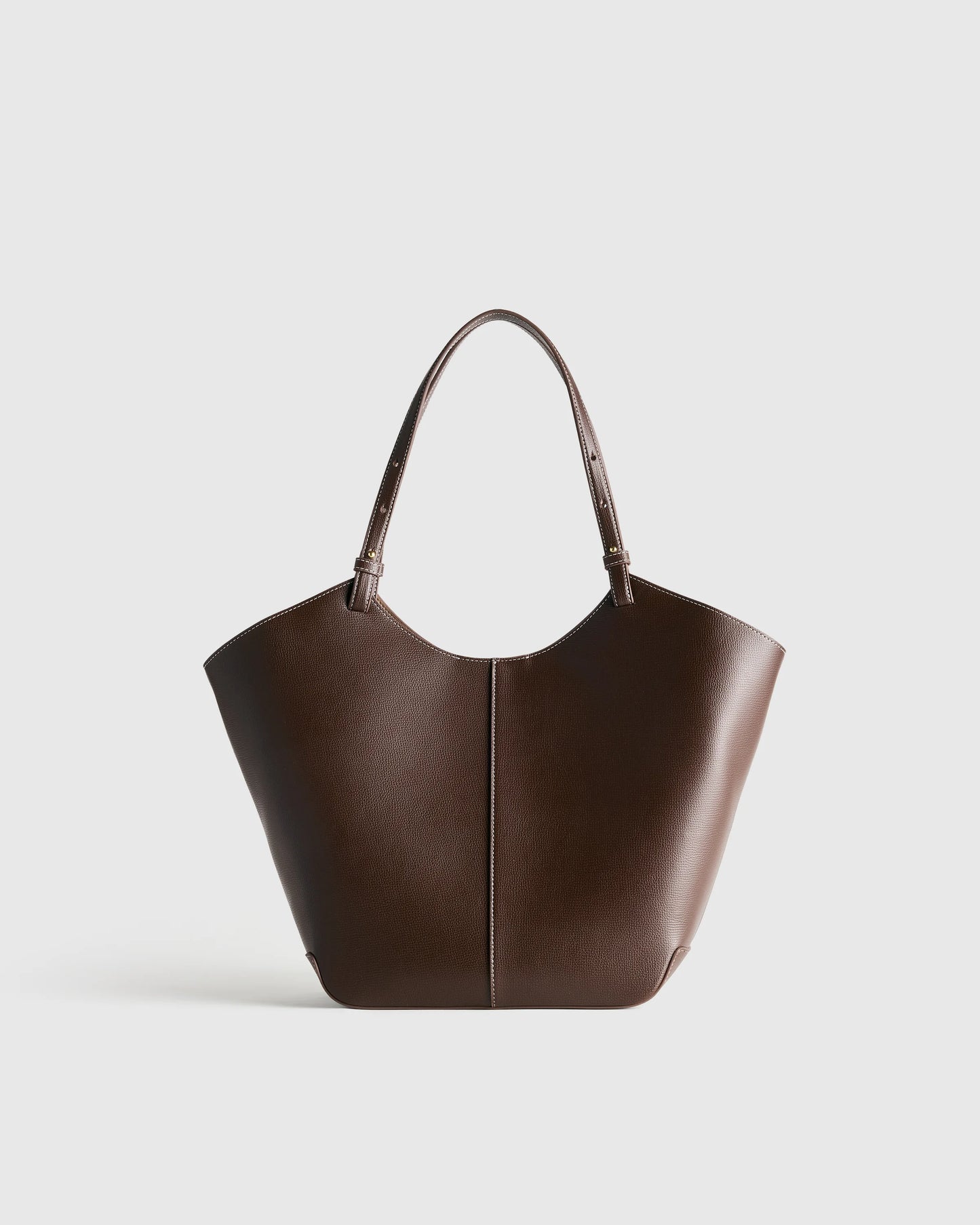 Italian Leather Trapeze Tote - One Size / Dark Brown