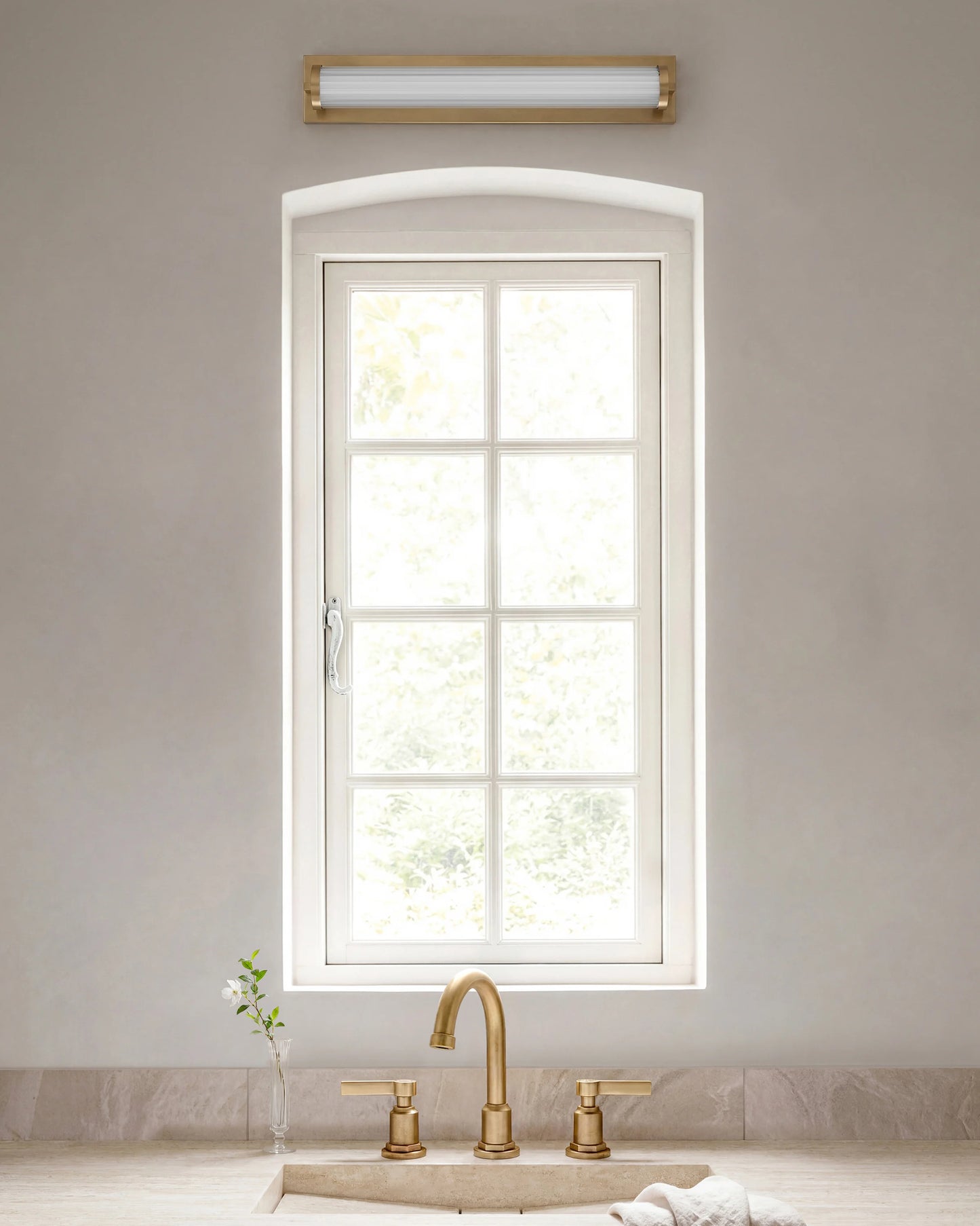 Ribbed Steel LED Vanity Sconce - 22" / Brass