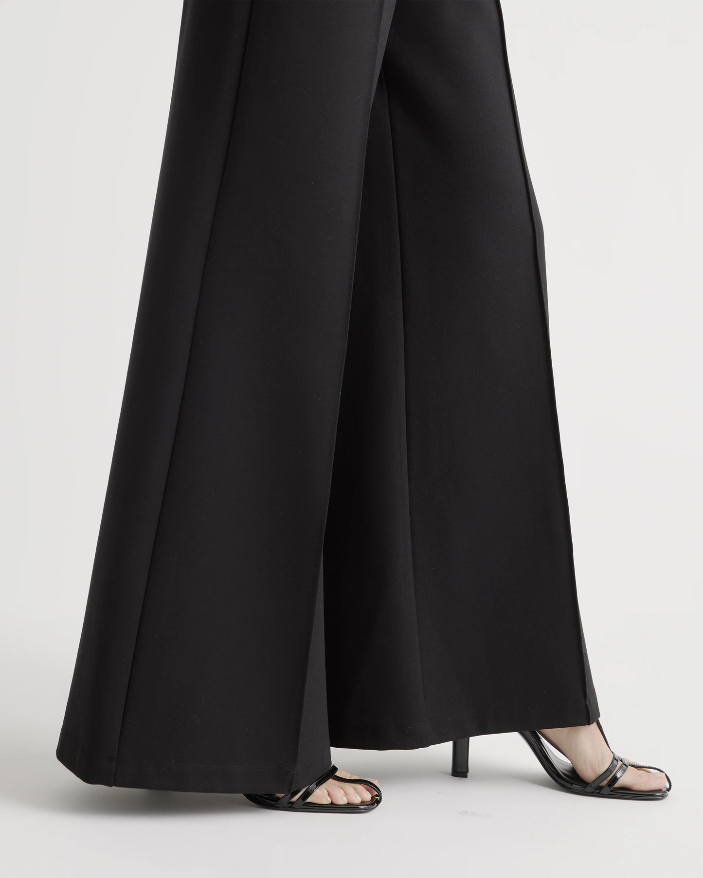 Ultra-Stretch Ponte Super Wide Leg Pants - XS / Black