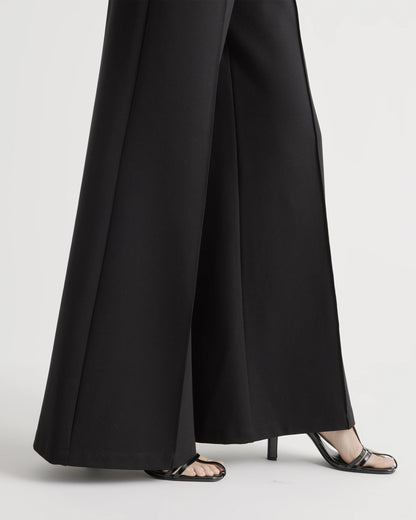 Ultra-Stretch Ponte Super Wide Leg Pants - XS / Black