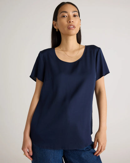 Washable Stretch Silk Tee - XS / Deep Orchid Purple