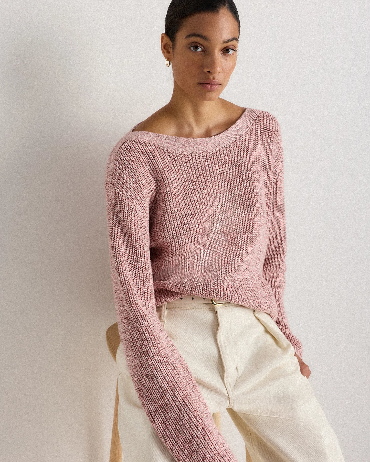 100% Organic Cotton Fisherman Boatneck Sweater - XS / Navy