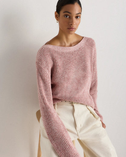 100% Organic Cotton Fisherman Boatneck Sweater - XS / Navy