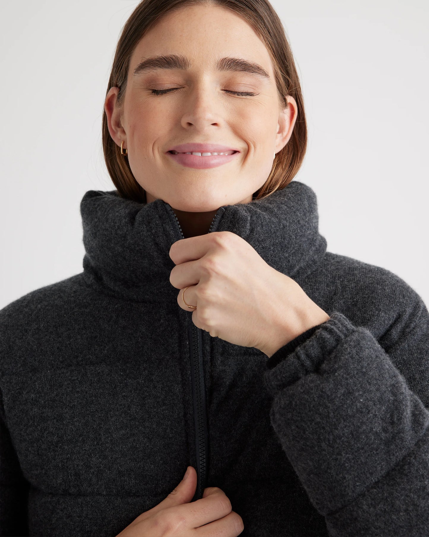Mongolian Cashmere Puffer Jacket - XS / Brown