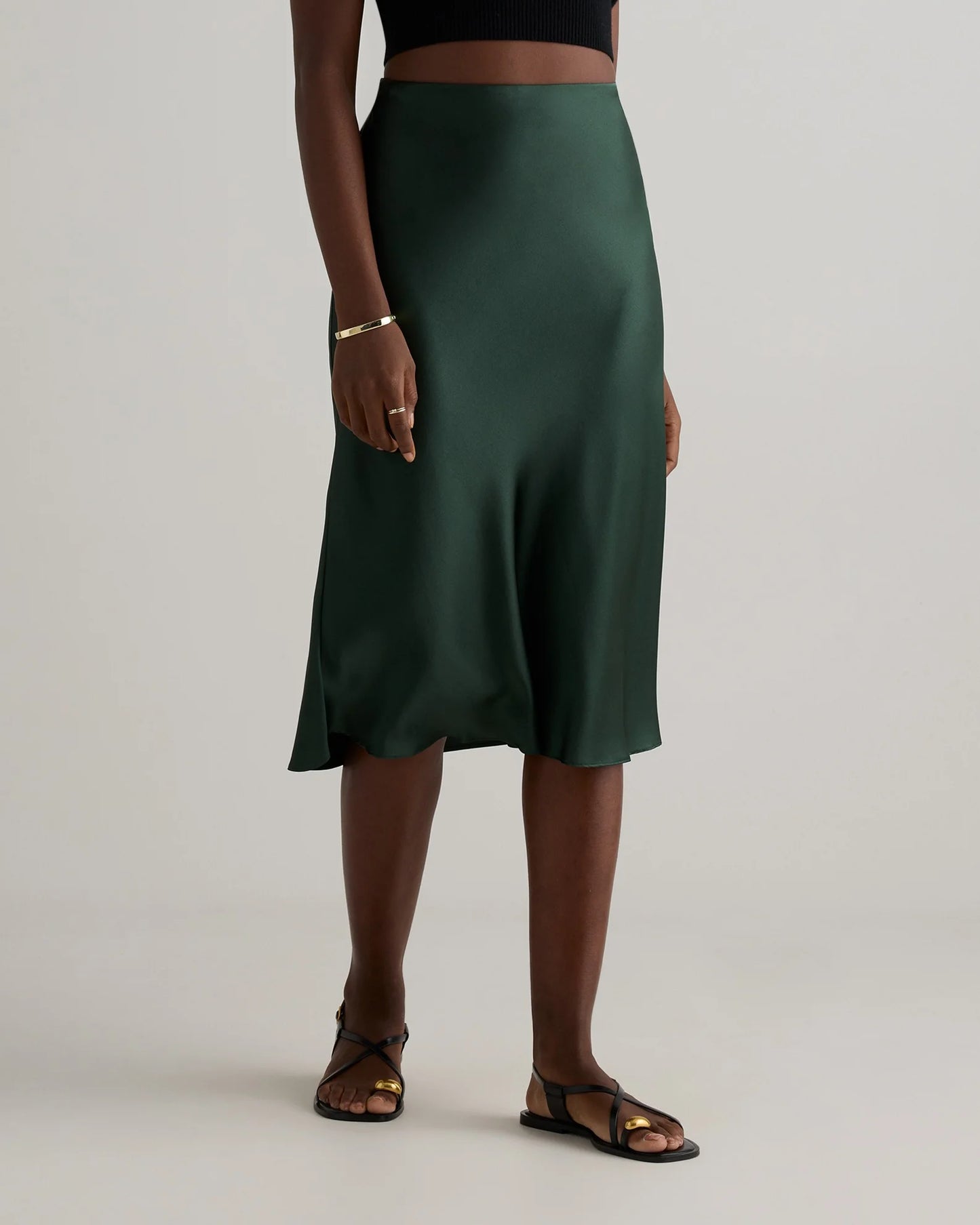 100% Washable Silk Skirt - XS / Champagne