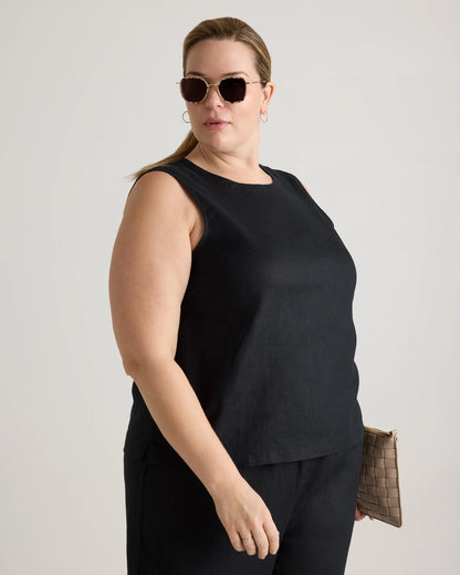 100% European Linen Tank - 1X / White