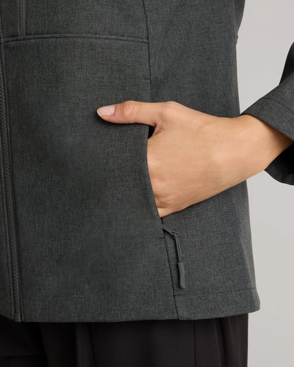 Softshell Fleece-Lined Full-Zip Jacket - XS / Heather Deep Navy