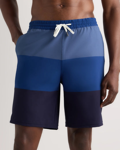 Italian Swim Trunks - 9" - S / Navy Palms