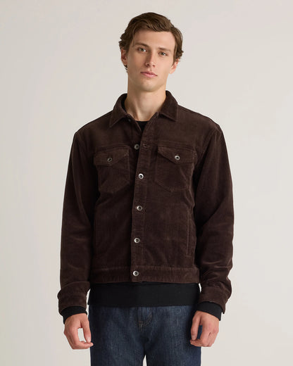 Organic Stretch Corduroy Trucker Jacket - S / Seaweed