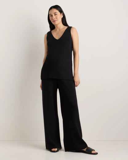 Cotton Cashmere Maternity Wide Leg Pants - XS / Heather Charcoal